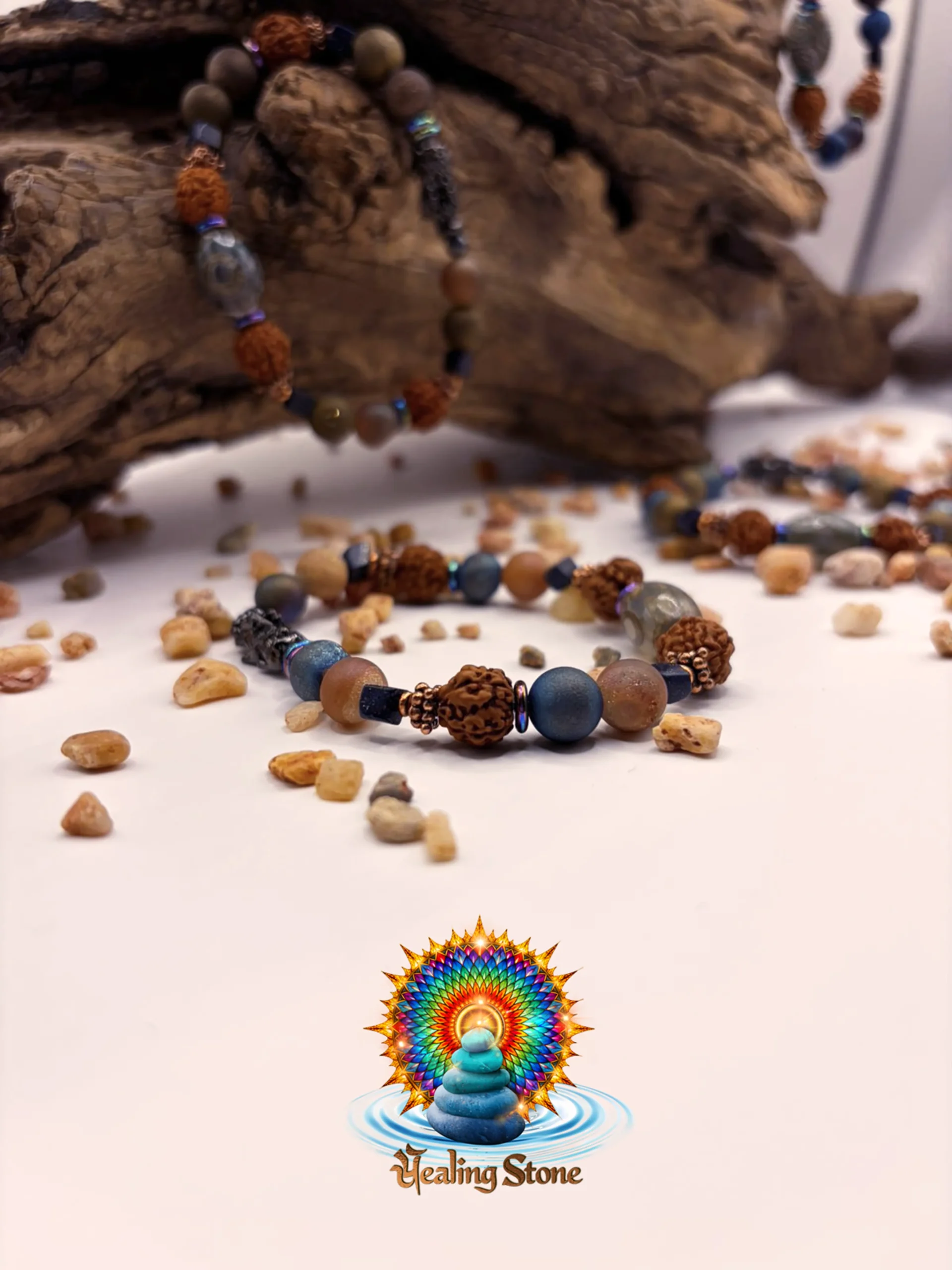 Handmade natural stone bracelet styled with earthy tones for mindful everyday jewelry